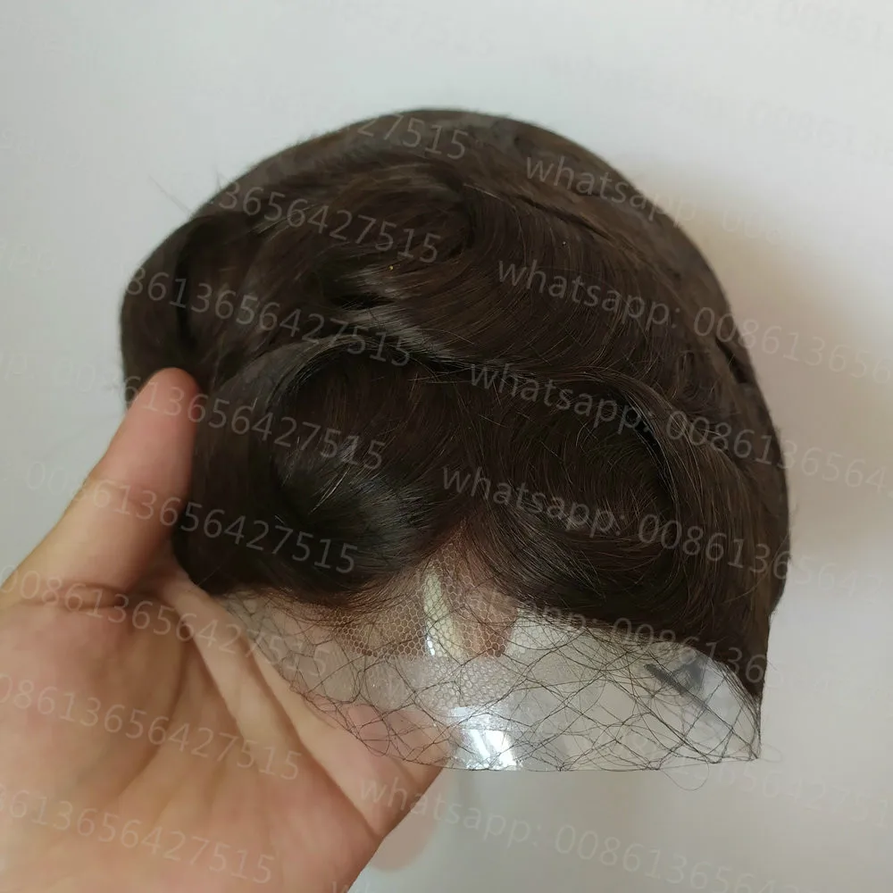 Hstonir полный французский парик шнурка индийские волосы remy мужчины зажим для