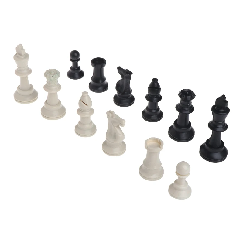 

Medieval Chess Pieces Plastic Complete Chessmen International Word Chesses Game D0LB