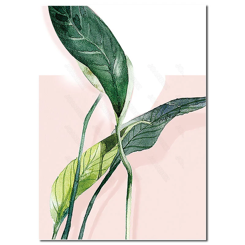 

Modern Style Canvas Material Greens Water Grass White Powder Background Poster 2 Pc and Living Room Furniture Sofa Art Deco