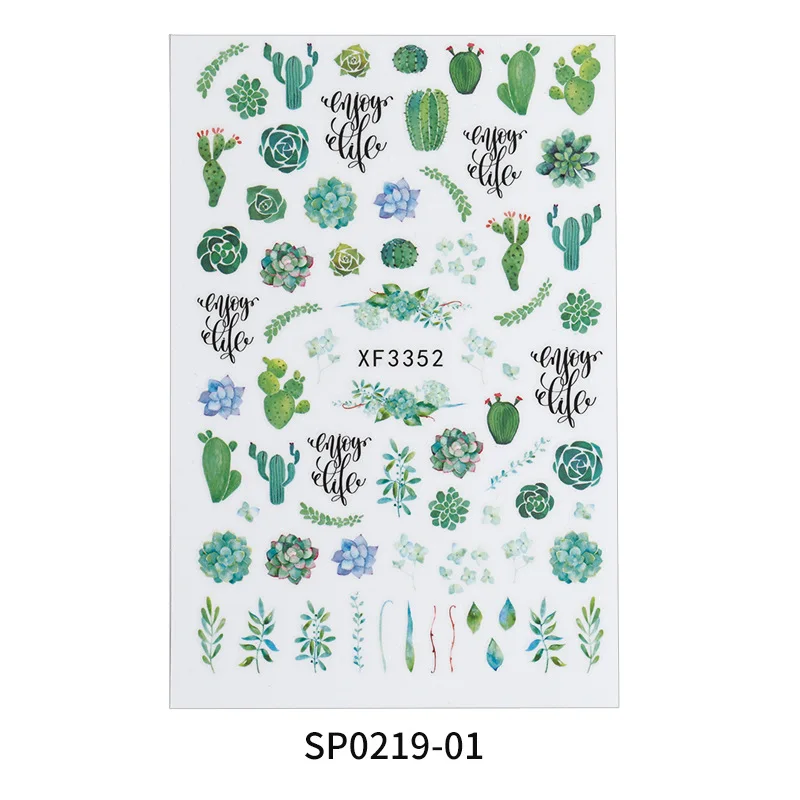 

Spring and Summer New Nail Beauty Stickers Spring Green Colorful Fresh Leaves Clover Cactus Adhesive Nail Sticker
