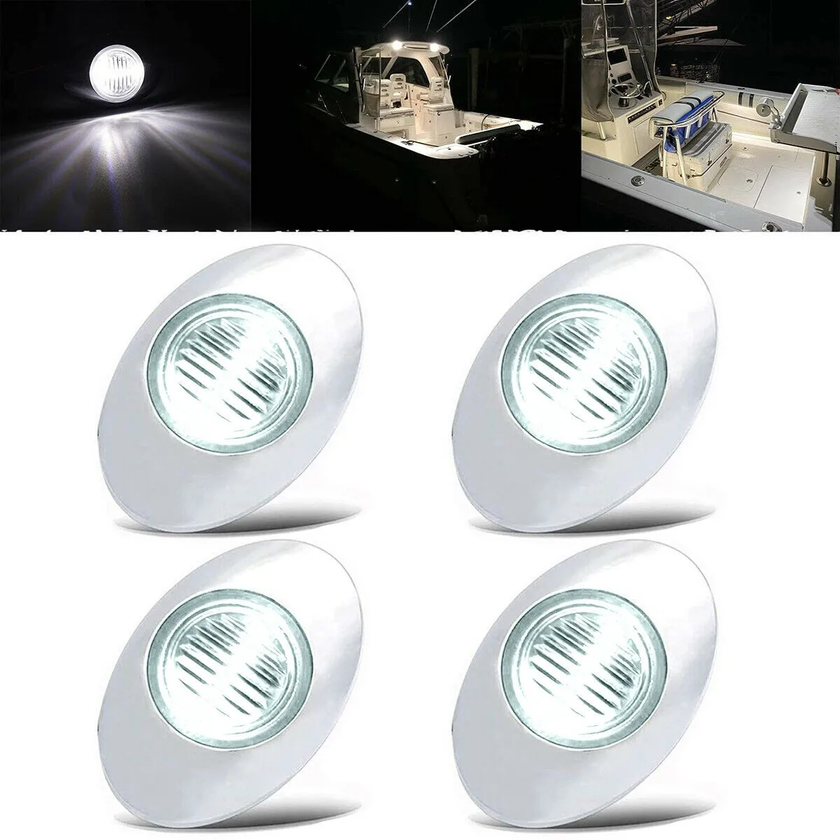 

3 LED Marker Light White 4pcs 6000k Boat Courtesy Deck Indicator Light