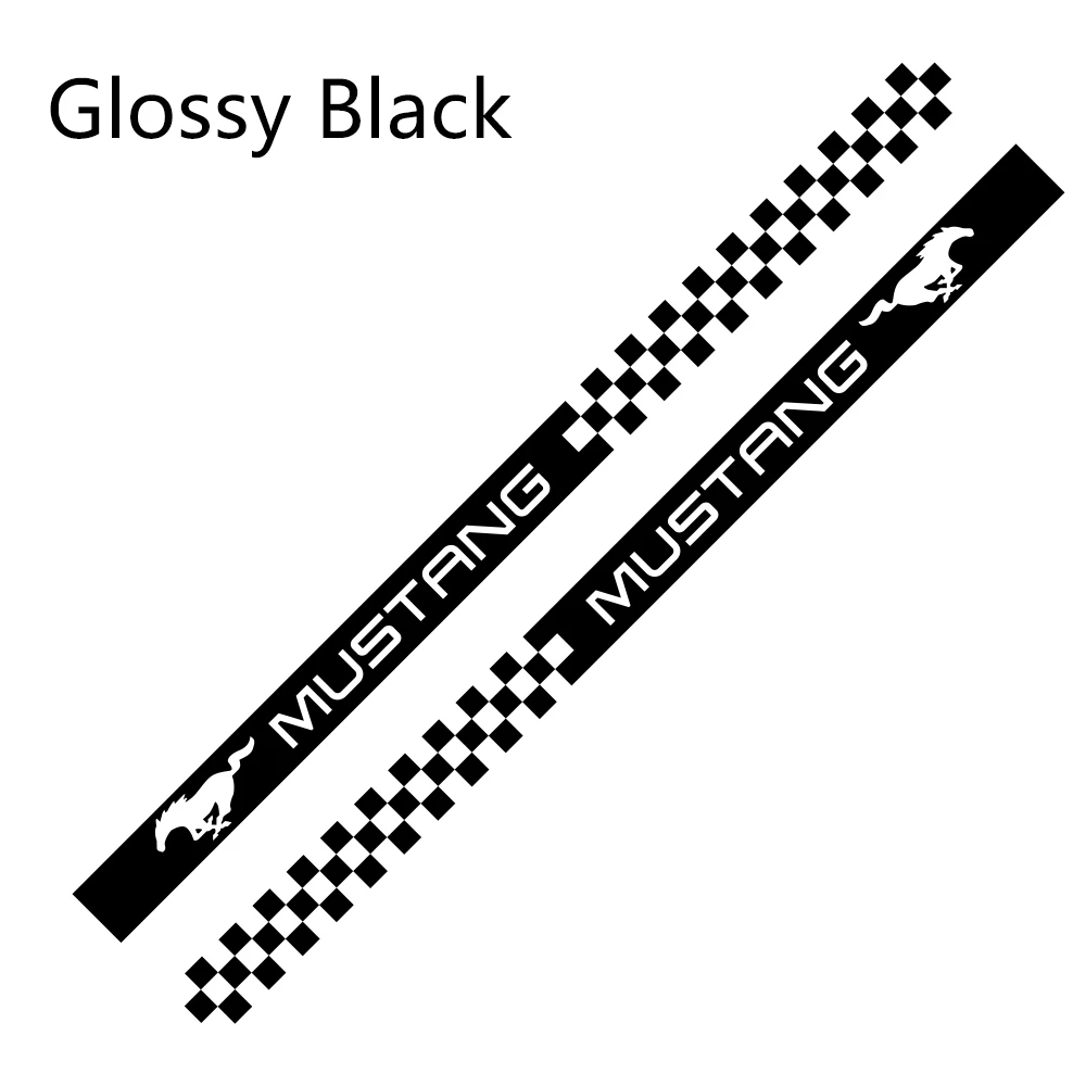 Glossy Black 2 шт. боковые полосы автомобильные наклейки Автомобильная виниловая пленка наклейка Спортивная графика для Ford Mustang автостайлинг автомобильные принадлежности для тюнинга - Название цвета: Glossy Black
