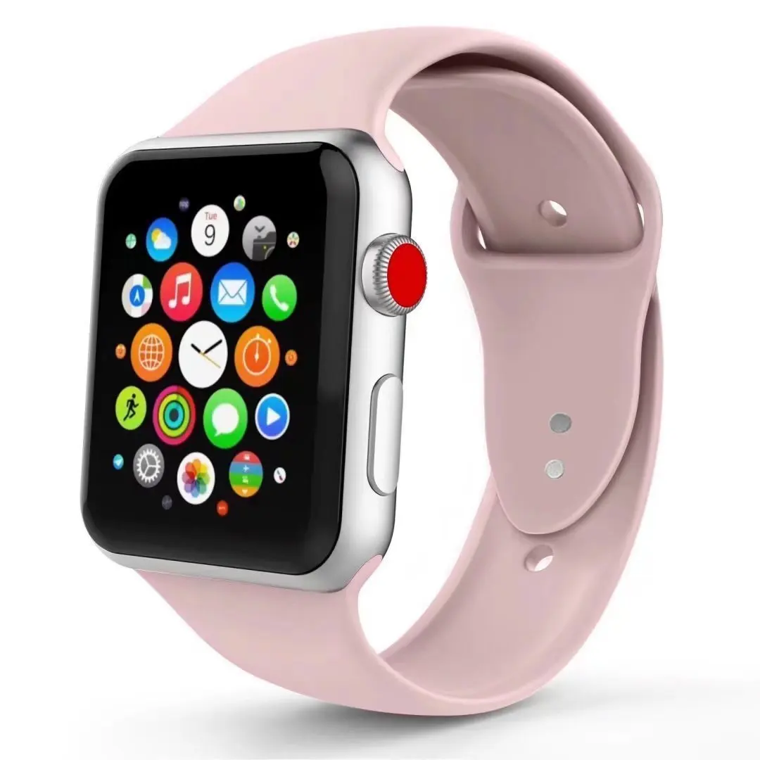 Oulucci Одноцветный ремешок для apple watch 38 мм/40 мм/42 мм/44 мм спортивный ремешок силиконовый ремешок аксессуары для apple watch 5/4/3/2/1