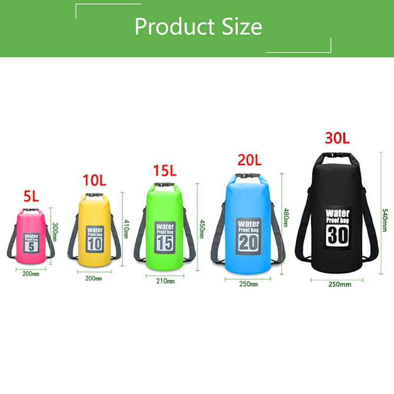 5L/10L/15L/20L/30L Waterproof Bags Dry Bag PVC Waterproof Backpack Sports Bag Rafting Swimming Backpacks Impermeable Dry Bag