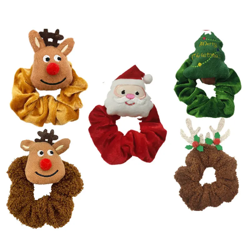 

Christmas Scrunchies Colorful Velvet Hair Rope Ponytail Holder Elastic Hair Bands Girls Makeup Washing Face Hair Accessories