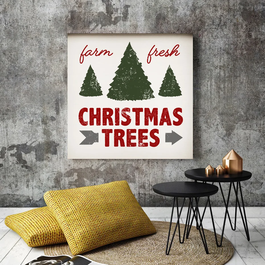 

Modern Nordic Canvas Painting Merry Christmas Wall Art Poster Cartoon Christmas Tree Picture Modern Home Decor Living Room Mural