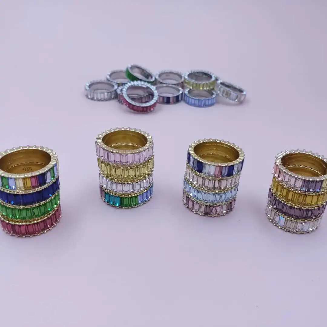 Женское кольцо с разноцветным фианитом из серебра 925 пробы|Обручальные кольца| |