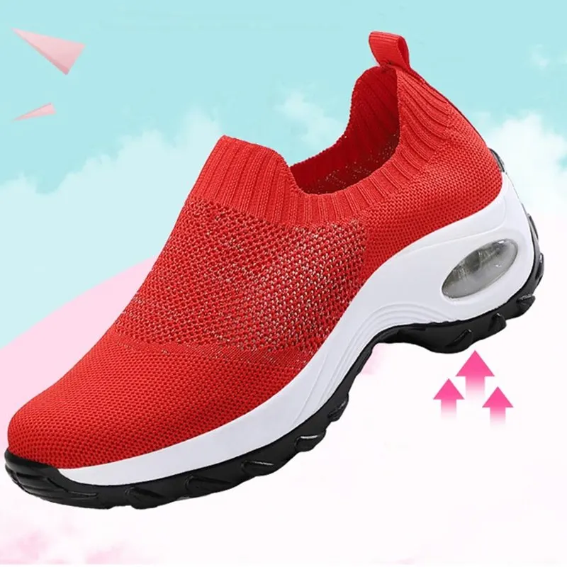 Женские кроссовки для бега новая сетчатая дышащая вязаная женская спортивная