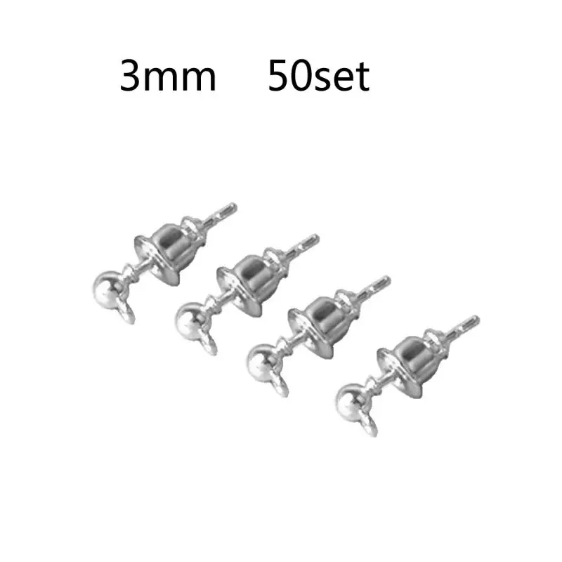 

50 Sets Earring Studs Ear Pin Ball Post with Earring Backs DIY Jewelry Findings