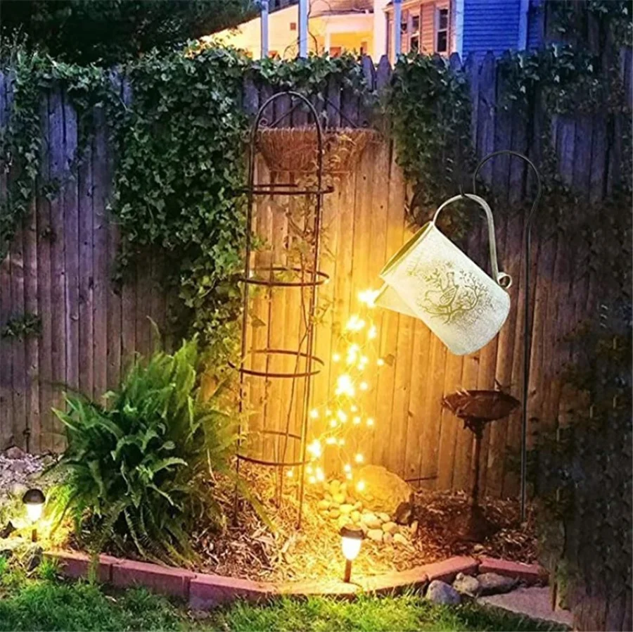

Star Shower Watering Can Light Waterproof Solar Garden Decor LED Art Lamp Outdoor String Fairy Light with Bracket For Patio Yard