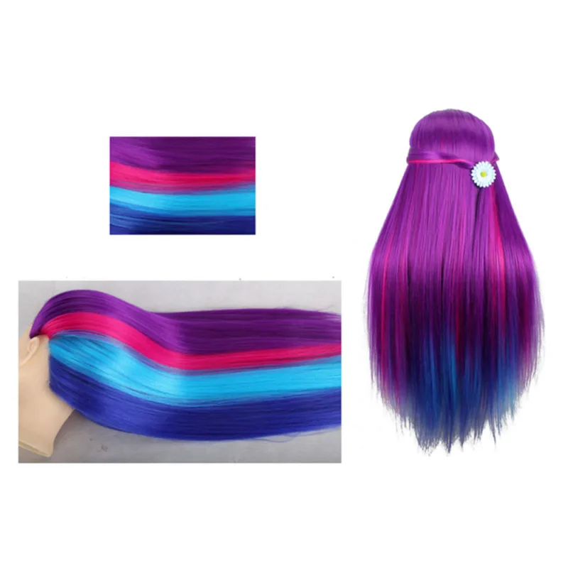

26 Colourful Hair Training Head Mannequin Manikin Rainbow Dolls Head Salon Hairdressing Cosmetology Cutting With Clamp