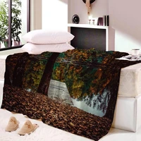 nature blankets for bed autumn forest leaf sherpa blanket morning scenery mantas trees landscape fashion blanket