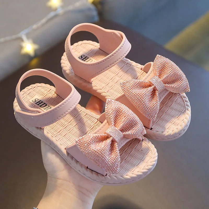 

Girl Shoes Butterfly-knot Non-slip Soft Kids Toddler Baby Shoes Summer Korean Children's Girls Princess Open Toe Beach Sandals
