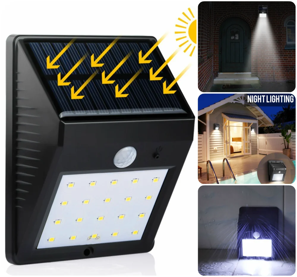 

20 LEDs Solar Power Lamp Motion Sensor Solar Light Outdoor Garden Decoration Spot LightWaterproof Security Solar Solaire Lamps