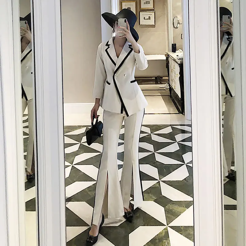 Темпераментный женский костюм 2019 корейская Осенняя тонкая женская куртка с