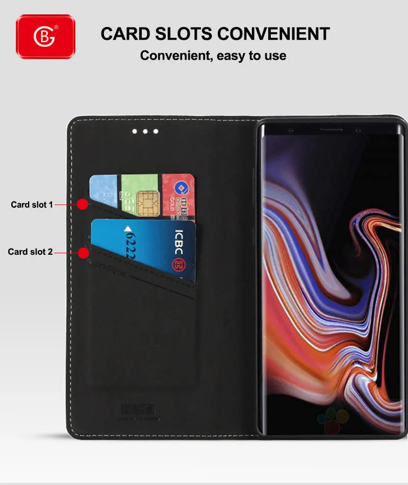 Роскошный чехол бумажник из натуральной кожи для нового телефона samsung Galaxy Note 8 9 10
