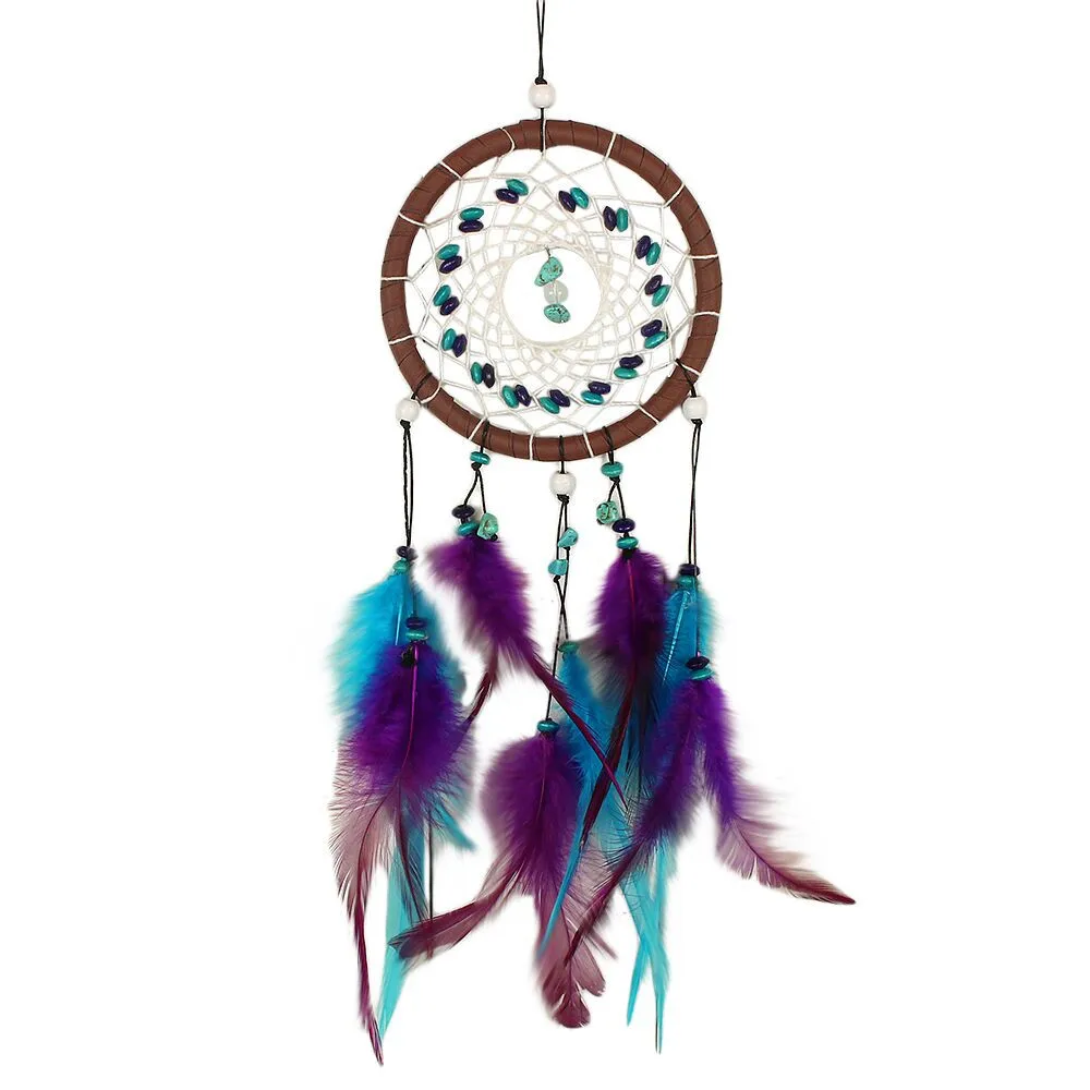 

XR050 Modern Natural Feather Colorful Color Lace Dreamcatcher Wind Chimes Hanging Dream Car Pendant car decoration accessories