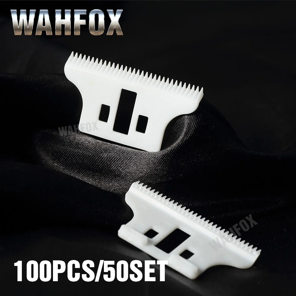 WAHFOX 100PCS/50SET Hair Clipper Blades Replacement Ceramic  Blade For 8081 WAHL Detailer T-WIDE Trimmer Blade 32 Teeth With Box