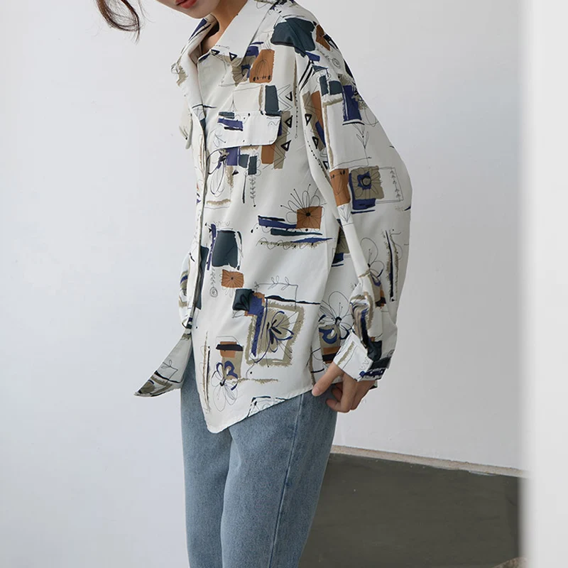 Элегантные женские блузки большого размера BGTEEVER с принтом граффити корейские