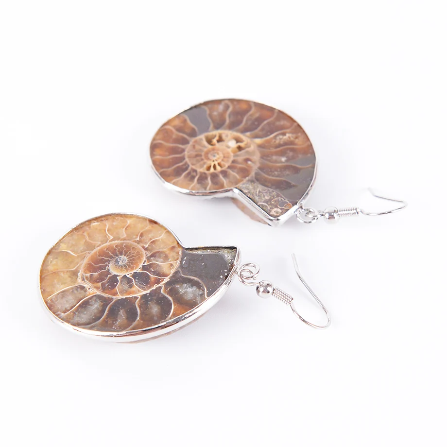 Женская Подарочная спиральная серьга подвеска в виде натуральной улитки амонита