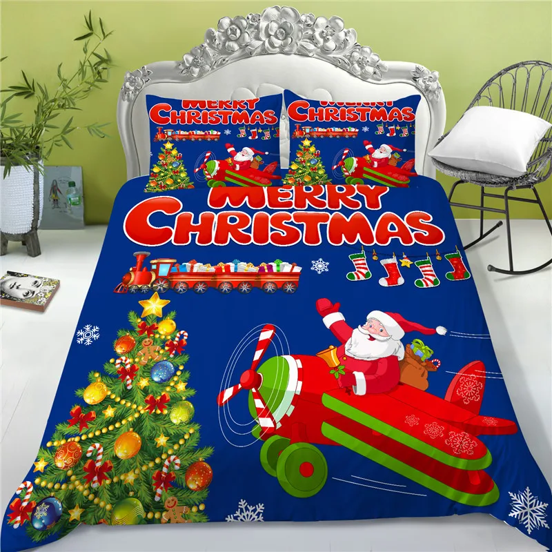 

Модная Рождественская коллекция покрывало с принтом в виде Санта-Клауса наволочка Королева Король двойное постельное белье