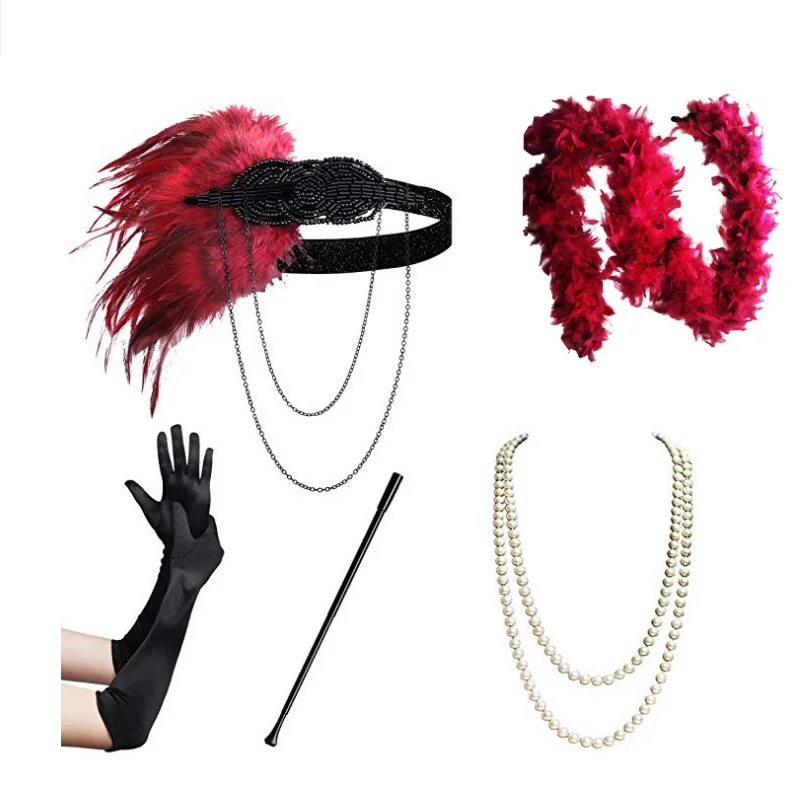 Бальное платье Великий Гэтсби в стиле 1920-х годов было украшено винно-красным