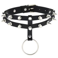 leather spike choker collar for women necklace studded gothic choker men cool punk rock leather chocker jewelry layered necklace