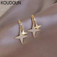 classic double gold star earrings for woman korean fashion jewelry stud earrings party girl luxury jewelry accessories