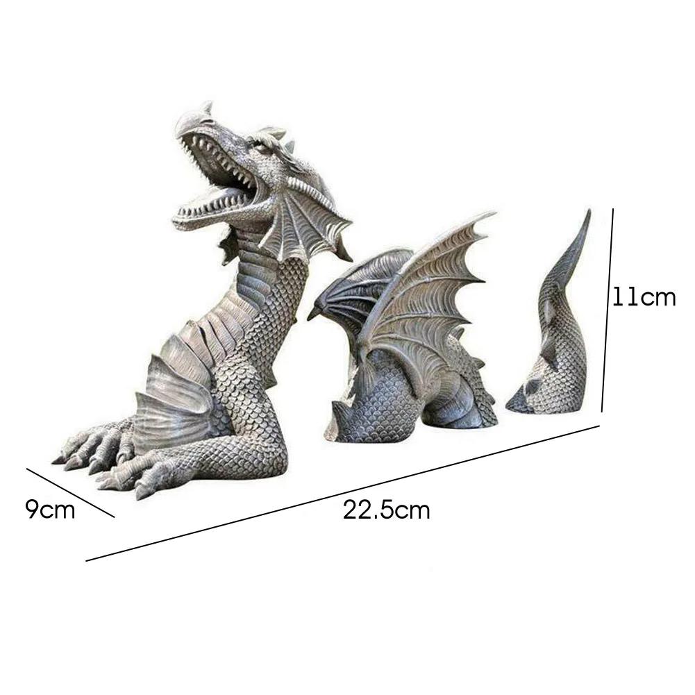 Большой дракон Готическая садовая статуя украшения аксессуары скульптуры смола