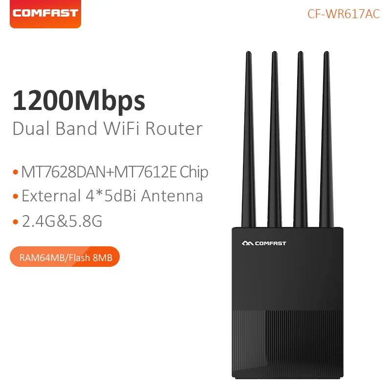 Comfast двухдиапазонный Wi Fi роутер 2 * 5dbi домашняя антенна 4 ГГц и 5G гигабитный
