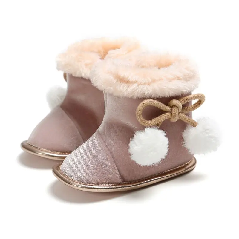 

Winter Baby Boots Girls Shoes Wram Plus Velvet Russia kids warm shoes Faux fur boots girls slippers