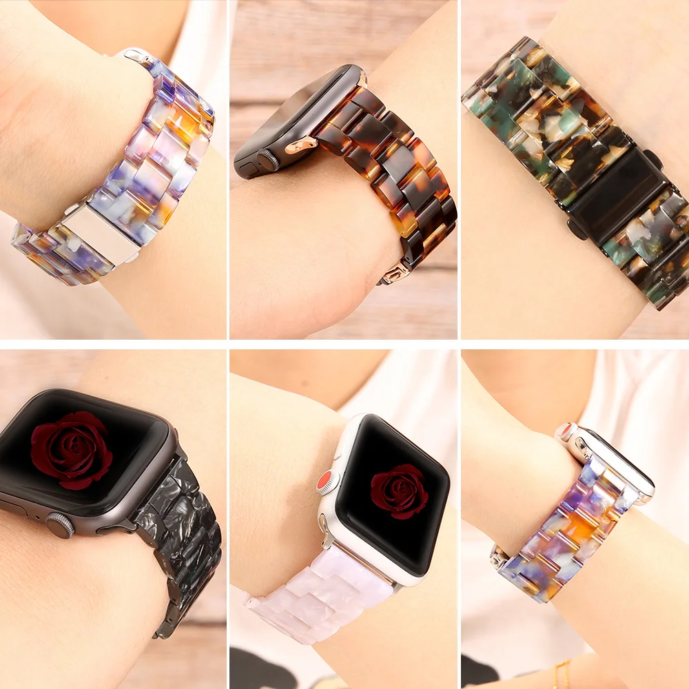 Lightweiht Resin bracelet for apple watch 5 SE band 44mm iwatch 42mm Series 4 3 2 1 Wrist Accessories loop 40mm Replacement Band
