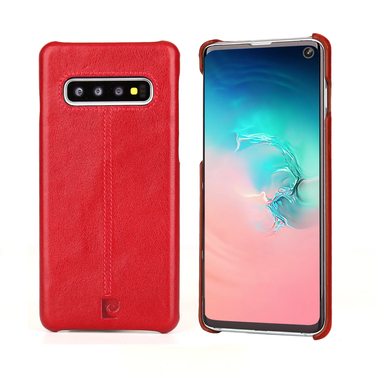 Для Samsung Galaxy S10 ТПУ + натуральная кожа прошитая кожаная задняя крышка ультра