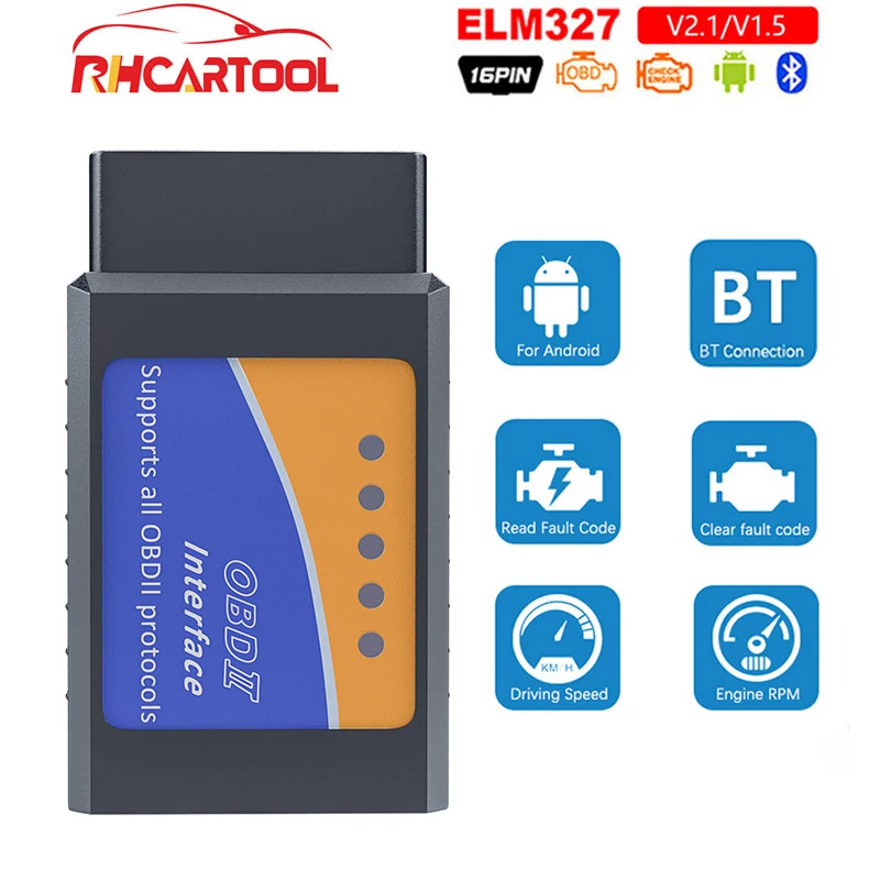 Мини Elm327 Bluetooth OBD2 V1.5 Elm 327 V 1 5 V2.1 OBD 2 Автомобильный диагностический сканер OBDII