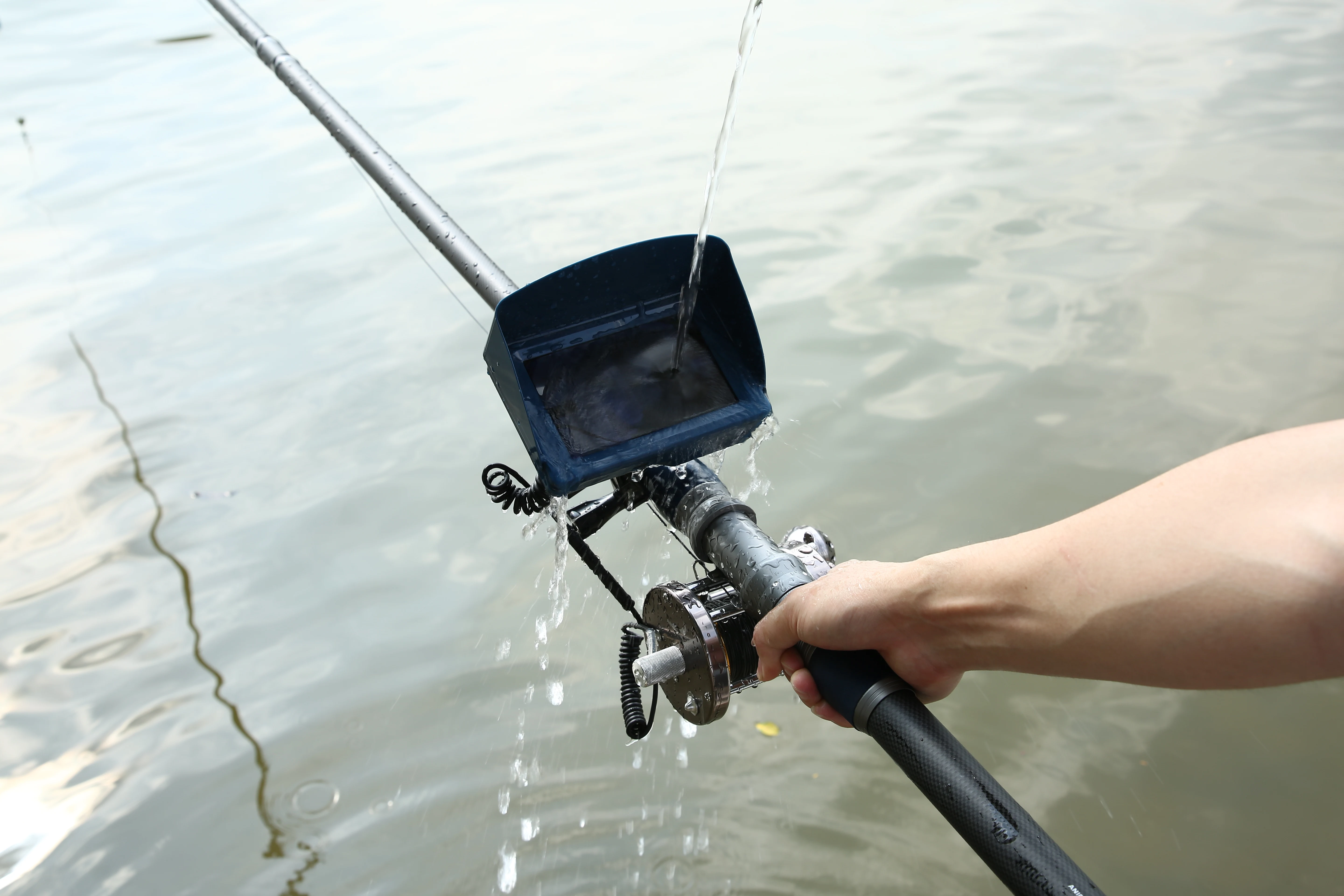 Продажа Подводная рыболовная удочка, дисплей 5,0 дюйма, 40 м, 8 Мп, водонепроницаемая, IP68, видеокамера для рыбалки, 1080P, 360 см, карбоновая удочка, аккумуля...