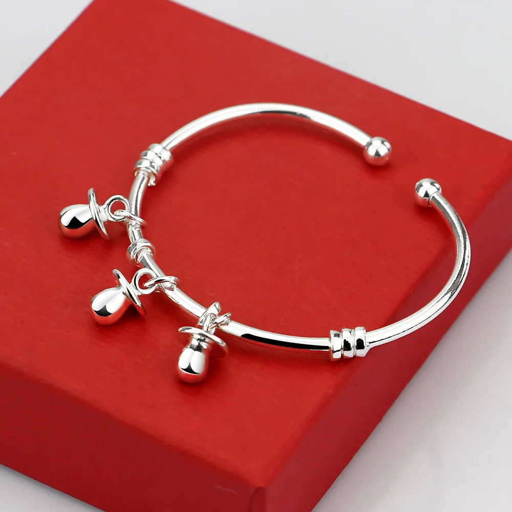 Персонализировать Простой 925 серебряные браслеты Симпатичные соски-пустышки