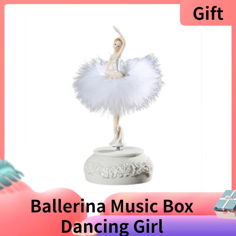 

Ballerina Music Box Dancing Girl Swan Lake Carousel with Feather for Birthday Wedding Gift for Girls Lovely gift