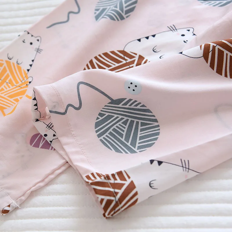 

2021 Spring and Autumn Women pajamas suit viscose fiber plus size home wear soft long-sleeved geometric pattern Sleepwear