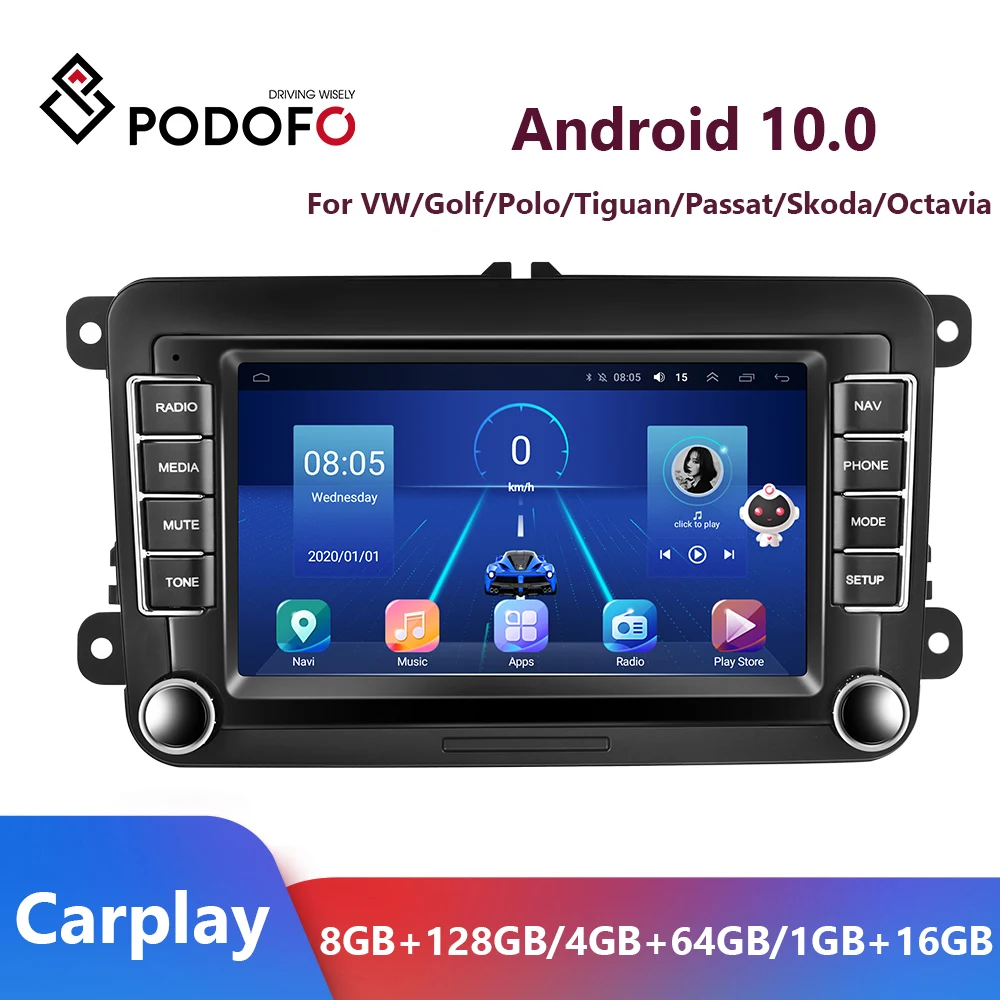 

Podofo Android 8.1 2Din Car Multimedia Player For VW/Golf/Polo/Tiguan/Passat/SEAT/Leon/Skoda/Octavia/Jetta 2 DIN GPS WIFI Radio