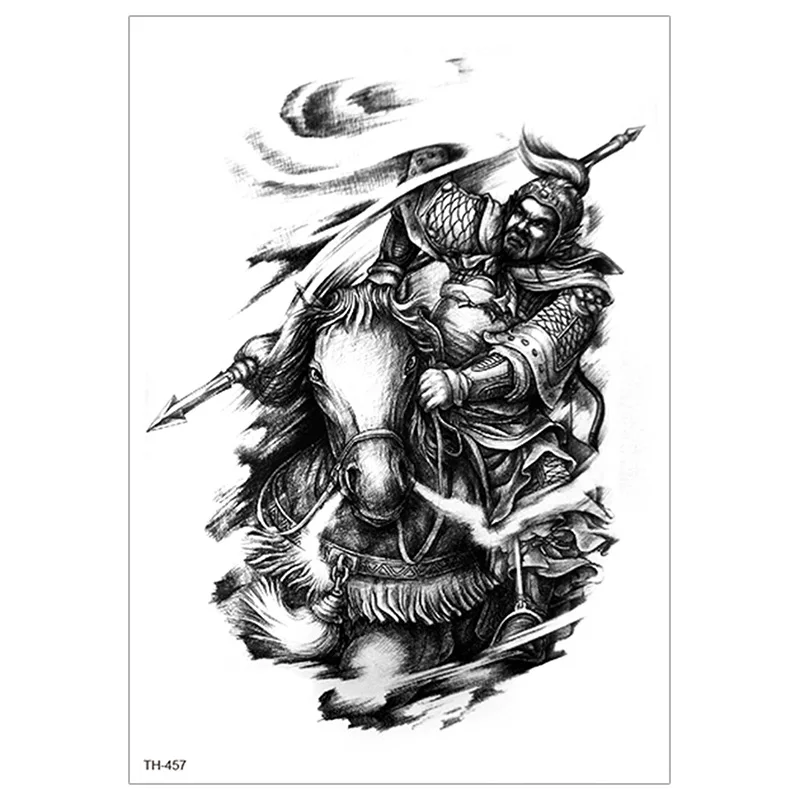 Водостойкая Временная тату-наклейка рыцарь Самурай бог войны Гуань Юй Чжан Фэй