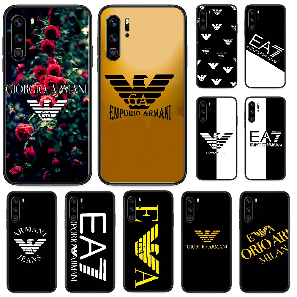 

Luxury Fashion Ltaly Brand Logo Phone case For Huawei P Mate Smart 10 20 30 40 Lite Z 2019 Pro black funda soft prime silicone