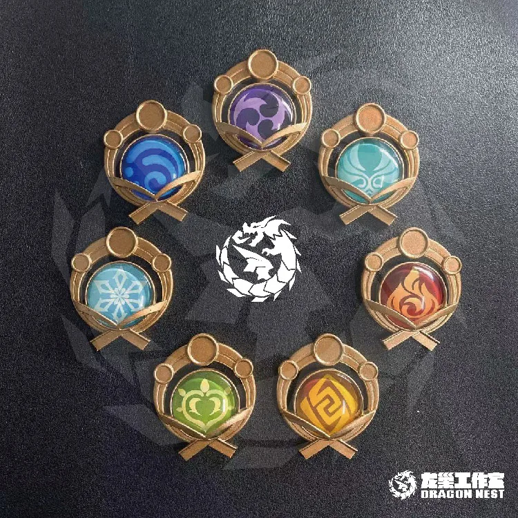 

Anime Game Genshin Impact Eye of God Badge Medal New Element Brooch Pins Pendant Toy Souvenir Buttons Collection Cospaly Gift