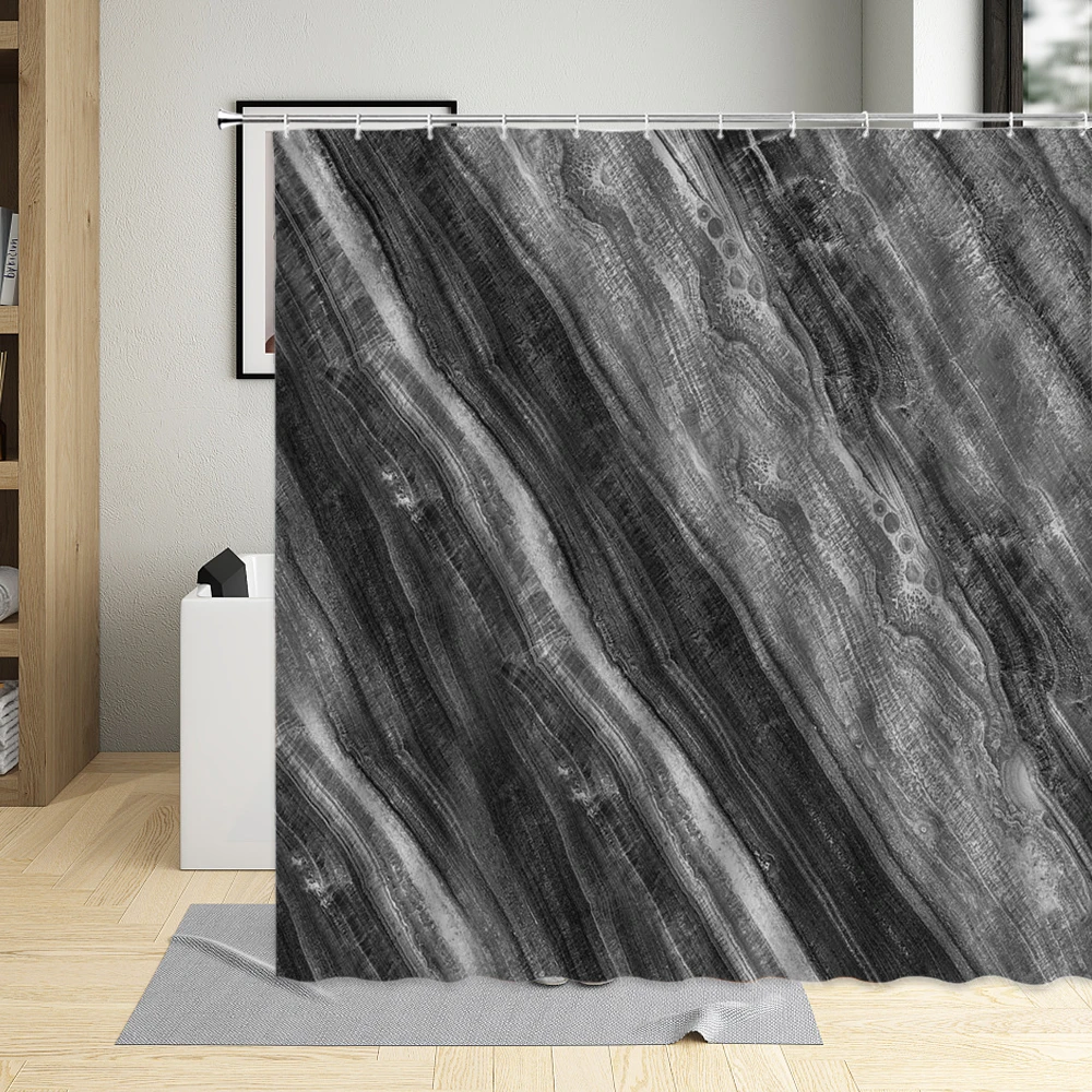 

Unique Geometric Wood Grain Pattern Bathroom Decor Curtains Polyester Fabric Shower Curtain Waterproof Large Bath For Home Use