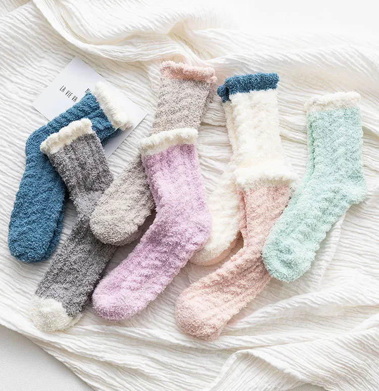 13 Pairs Per Set Coral Velvet Socks Women's Winter Thick Warm Sleep Socks Autumn and Winter New Sleep Socks for Winter