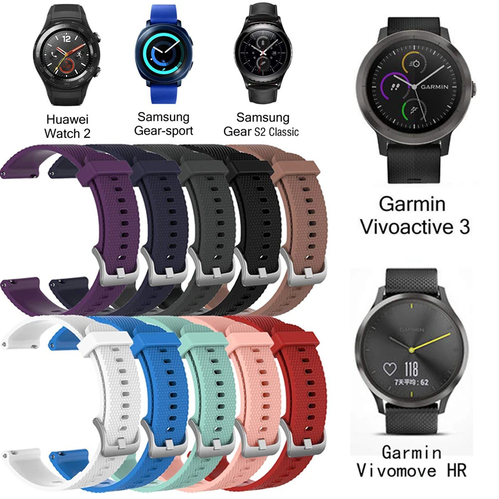 Силиконовый ремешок Duszake 20 мм для Garmin Vivoactive 3 Vivomove HR сменный Браслет Vivoactive3