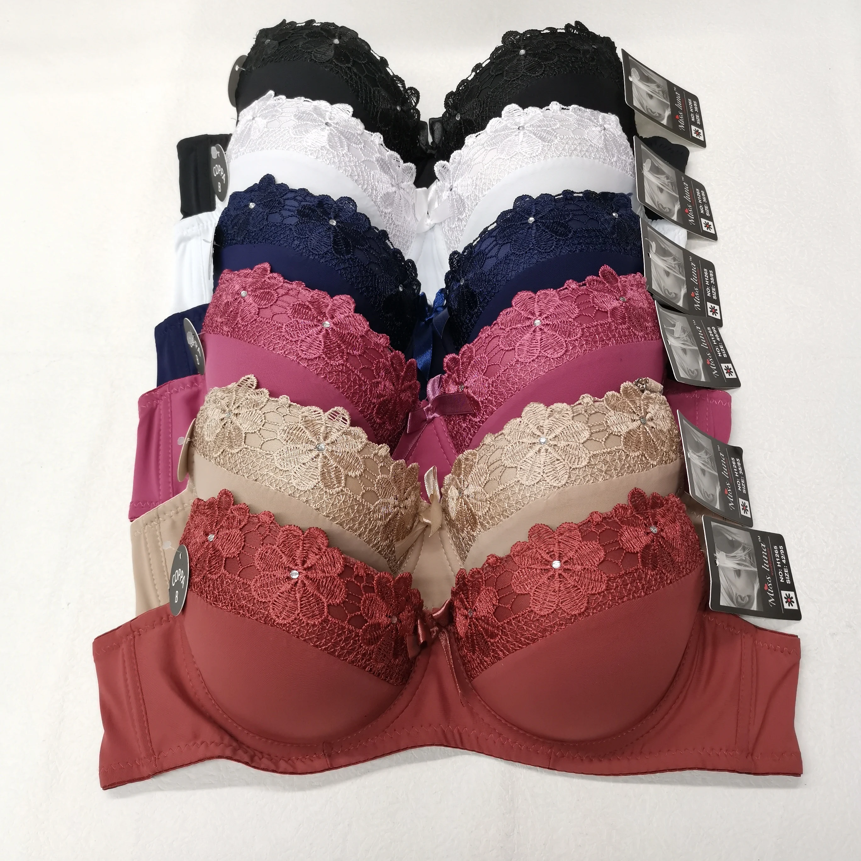 Women's Sexy Bra Lace Full Cup Push Up Underwear Floral Pattern Solid Color Brassiere Adjusted Strap Lingerie Underwire Bralette (0)