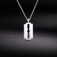 my shape shaver razor blades pendant necklace for women men punk stainless steel choker necklaces fashion jewelry noverty gift
