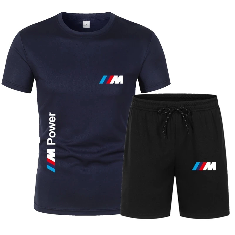 

2021 BMW Fashion Casual Sportswear Summer Letter Printing Suit Men's Jogging Suit Fitness Clothes Men's T-shirt + Pants 2-piece