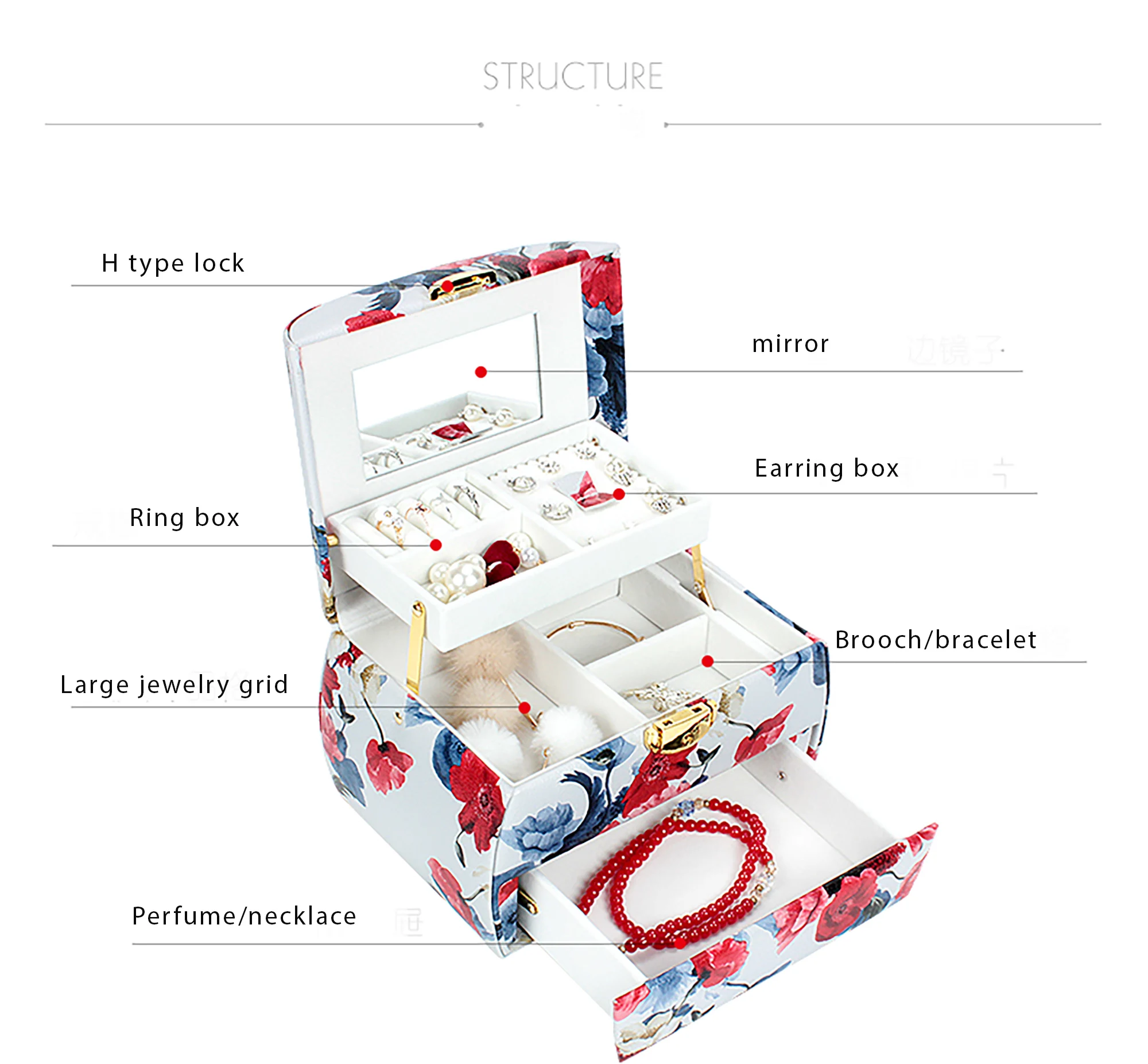 Продажа Универсальный органайзер Милая принцесса, Дорожный Чехол, портативная полуавтоматическая шкатулка для ювелирных изделий, Подарочная коро...