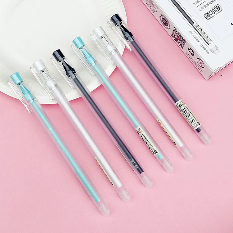 12 шт./лот стираемые синие Черные чернила гелевая ручка для школы офиса поставка